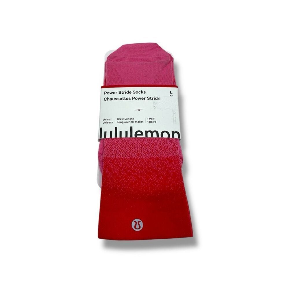 Lululemon NWT Power Stride Socks in Red and Pink Size L
